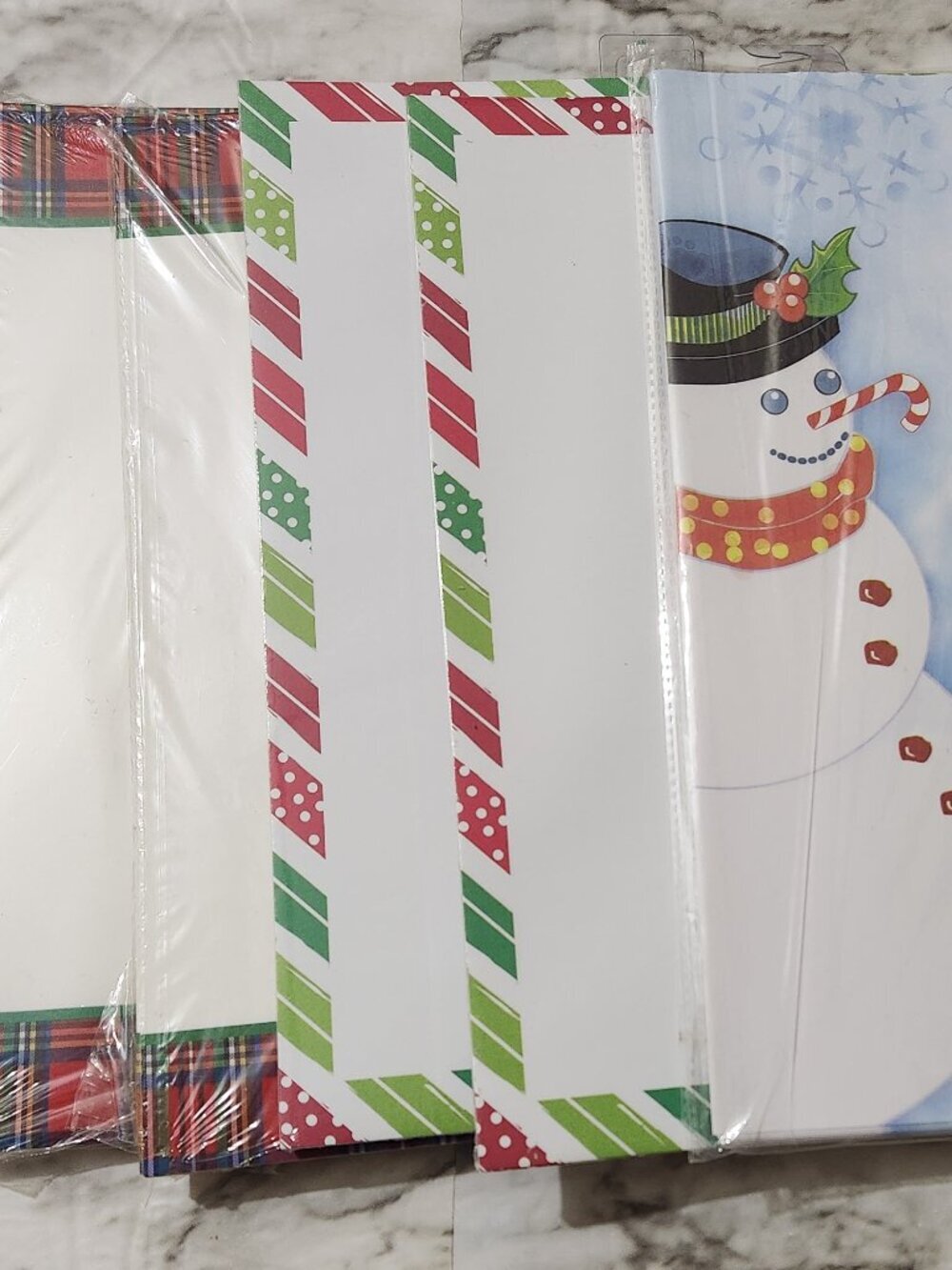 Christmas Themed Stationery 5 Packs Snowman Plaid Stripes Red Green Blue White